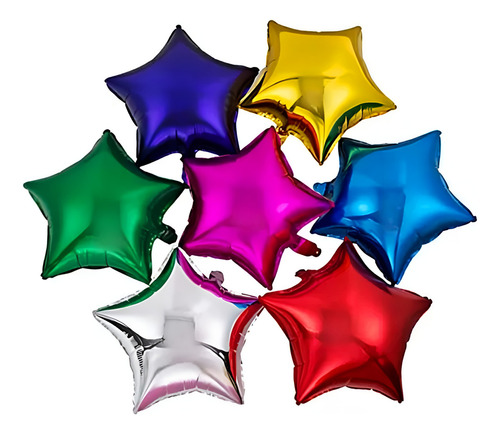 Globos Surtidos En Forma De Estrella - 25cm - X10u Color Multicolor Estrellas