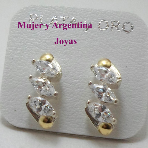 Aros Plata Con Oro Con Cubic Cristal