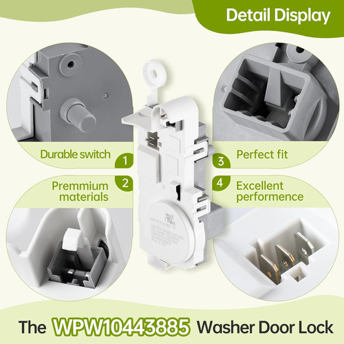 Oem Wpw10443885 - Cerradura De Puerta De Lavadora Compatible
