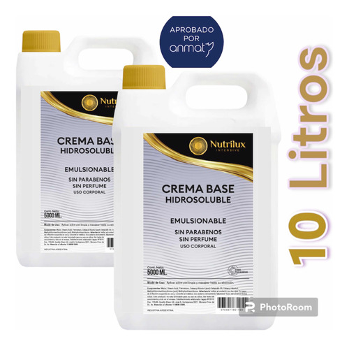 Crema Neutra  Hidrosoluble 10 Kilos S/parabenos 