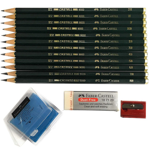 Lapices De Grafito Faber-castell 9000 Con Accesorios