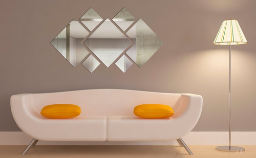 Imagem 3 de 3 de Espelho Acrilico Decorativo Quadrado 7 Peças 110x55 Cm