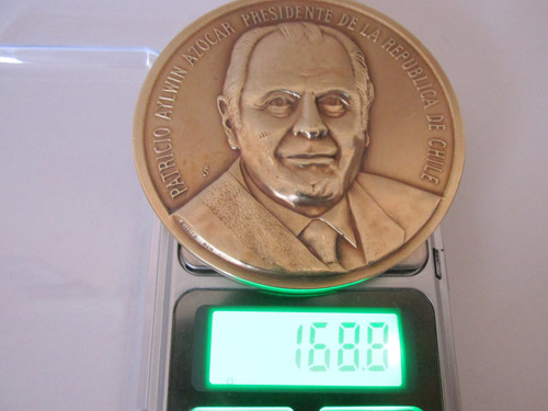 Gran Antigua Medalla Presidente Chile Patricio Aylwin Bronce (Usado)