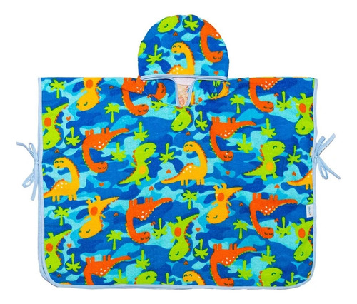 Toalha Infantil Poncho Capuz 100%algodão Saída De Praia Bebê Cor Dinossauros