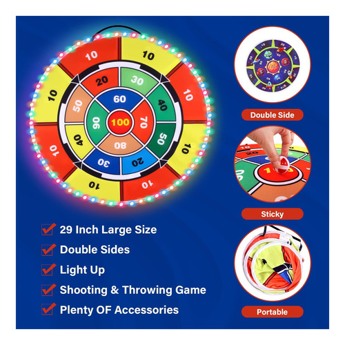 Juego De Tiro De Tablero De Dardos De Luz De Doble Cara Para