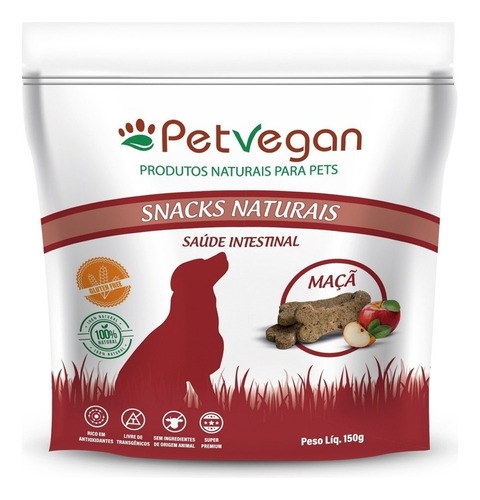 Petisco Snack Petvegan Saúde Intestinal Cães Sabor Maçã 150g