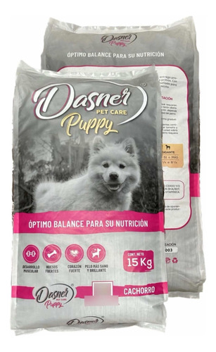 Croquetas Perro Cachorro 15kg Dasner Puppy, 26% Proteína