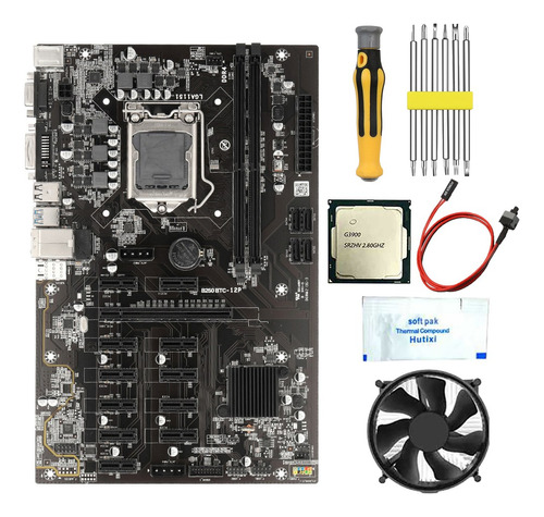 Placa Base Minera B250 Btc G3900 Cpu+ventilador+grasa Térmic