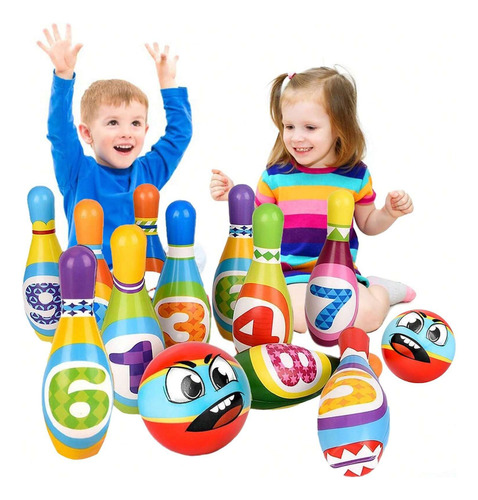 Juego De Boliche Infantil,kit Con 10 Bolos Y 2 Bolas