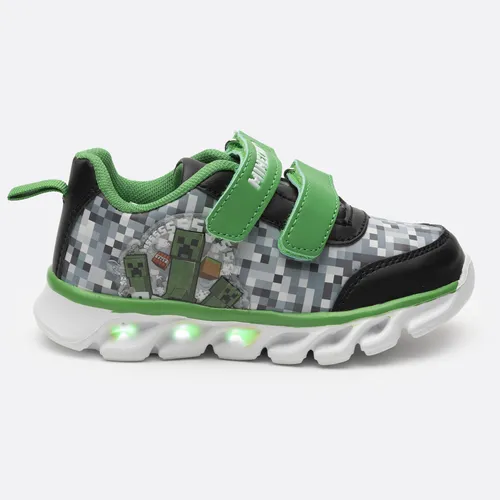 Zapatilla Con Luces Niño Creepers Verde Minecraft