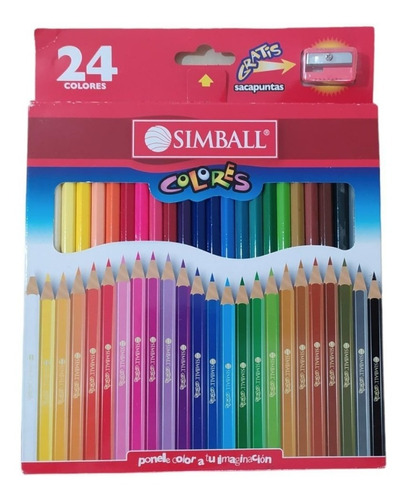 Lapices Color Simball Largos X 24 + Sacapunta