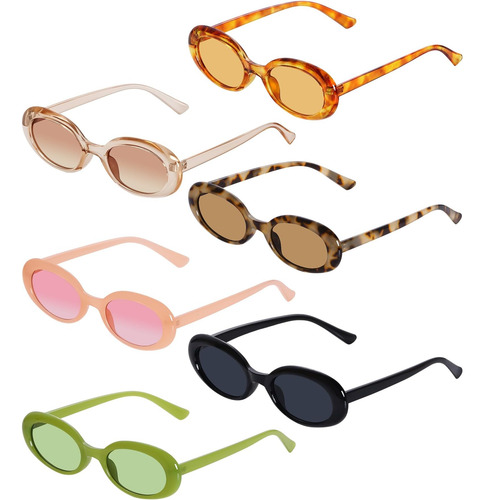 Obmwang, 6 Piezas, Gafas De Sol Ovaladas Retro Para Mujer,