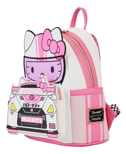 Loungefly Hello Kitty Piloto Tokyo Speed Racer Cosplay Mochila Mini Backpack Color Blanco Diseño De La Tela Hello Kitty Racing