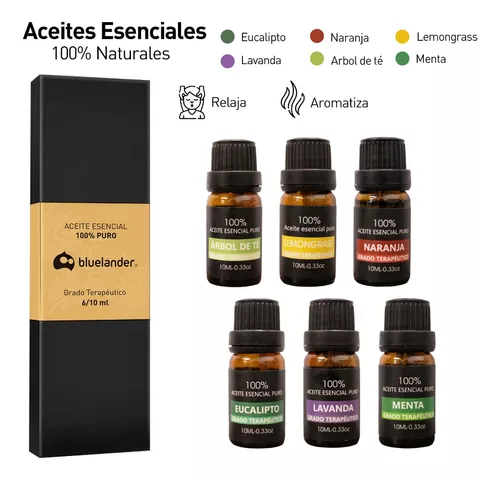 Kit De 6 Aceites Esenciales Para Difusor Aromaterapia 10 Ml