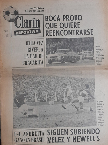 Clarin Deportivo 7/6/1971 Racing 1 Newells 2,chaca 0 Boca 2