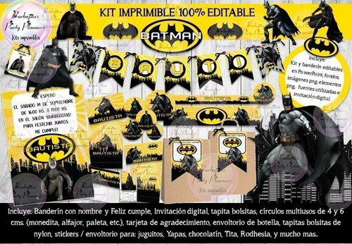 Kit Imprimible Candy Bar Batman 100% Editable