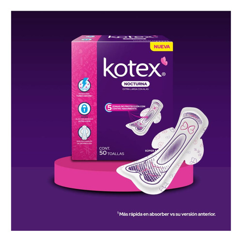 Toallas Femeninas Kotex Nocturna Con Alas