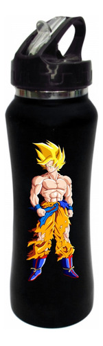 Termo Pitillo Goku Super Sayayin Botilito Negro 650ml Xv