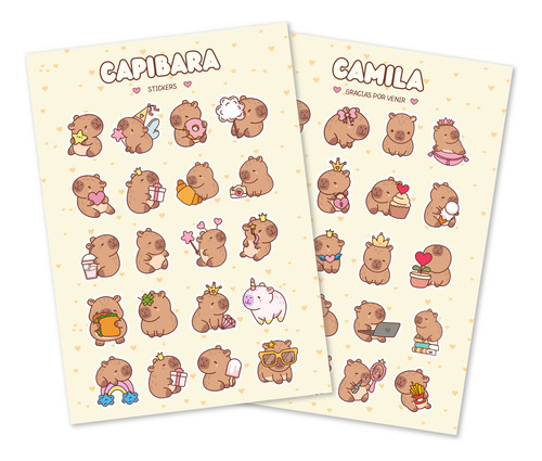 Imprimible Plancha De Stickers Capibara Carp Pdf (a4)