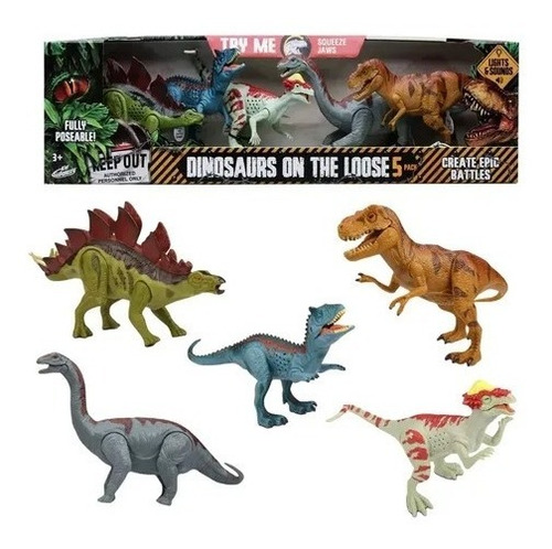 Imagen 2 de 9 de Set De 5 Dinosaurios Con Luces Y Sonido Kid Galaxy