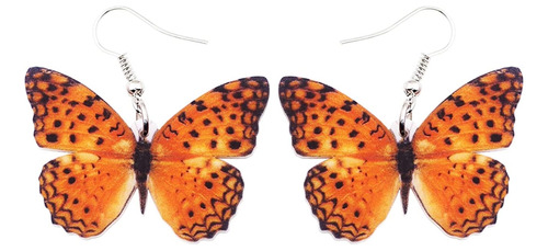 Aretes O Pendientes Colgantes De Mariposa Floral Naranja