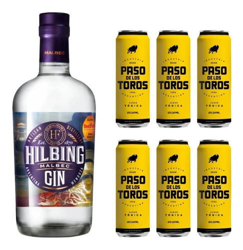 Gin Hilbing Malbec 750 Ml. + 6 Tónicas P. De Los Toros 269ml