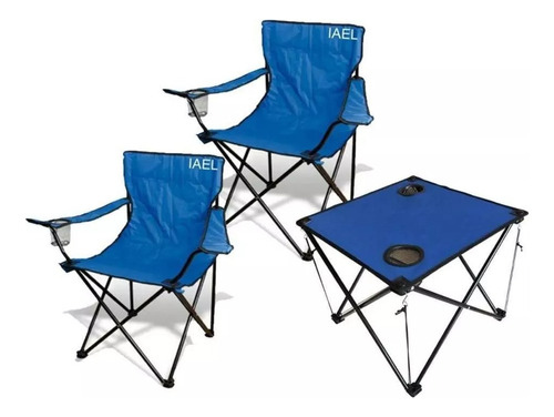 Mesa De Tela Plegable + 2 Sillones Director Para Camping