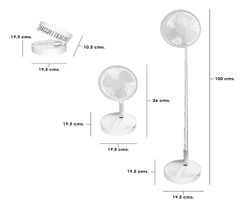 Ventilador Telescópico Extensible Y Recargable Usb