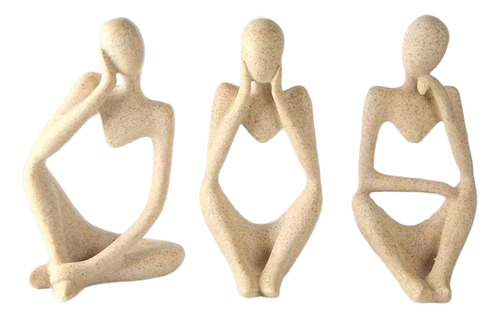 Set De 3 Esculturas Con Forma De Estatua De Pensador Abstrac