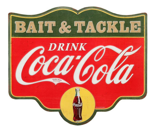  Cocacola Bait And Tackle Vintage Tin Metal Wall Art  A...