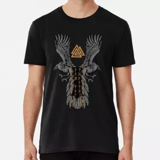 Remera Cuervos De Odín Con Runas Vikingas - Hugin Y Munin Al