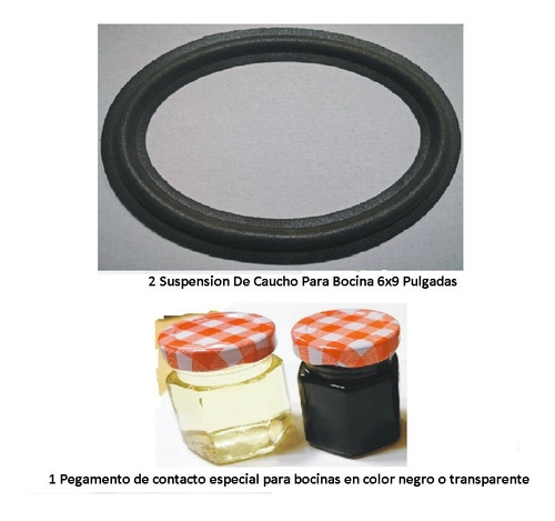 2 Suspension Caucho P/bocina 6x9 Pulgadas + Pegamento 40 Gr