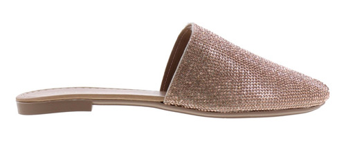 Imagen 2 de 3 de Zapatillas Modernas Mules De Pedrería Color Plateado Dama