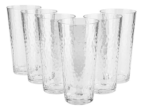 Vasos De Vidrio Set X6 Esmerilados Relieve Tipo Piedra 340ml