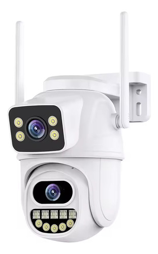 Kit 2 Câmera Segurança Wifi A33h App Icsee Lente Dupla 6mp Cor Branco