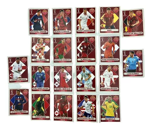 20 Figurinhas Legends Bordô Coleção Completa Copa Qatar 2022