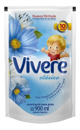 Suavizante Para Ropa Vivere Regular Clásico 900 Ml