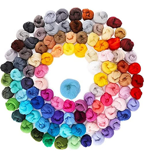 Habbi 100 Colors Needle Felting Wool - Fiber Wool Roving For