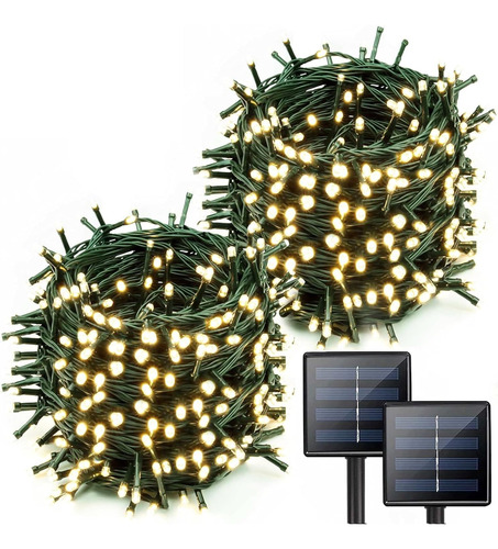 2pack De Luces De Cadena Solar Al Aire Libre, 200 Led E...