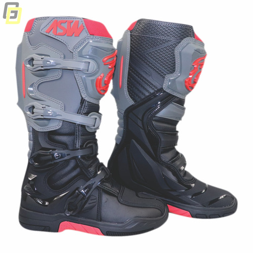 Bota Asw Elevate  Preta Cinza Escuro Trilha Motocross Enduro