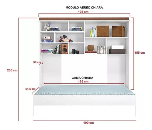 Quarto Juvenil Com Armário Aereo E Cama Solteiro