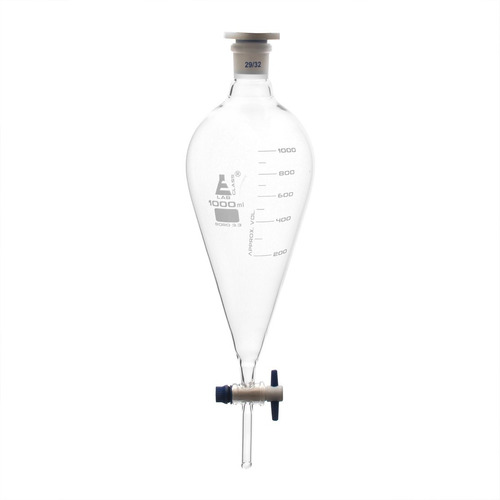 Embudo De Separación De Vidrio Tipo Pera Llave Teflón 1000ml