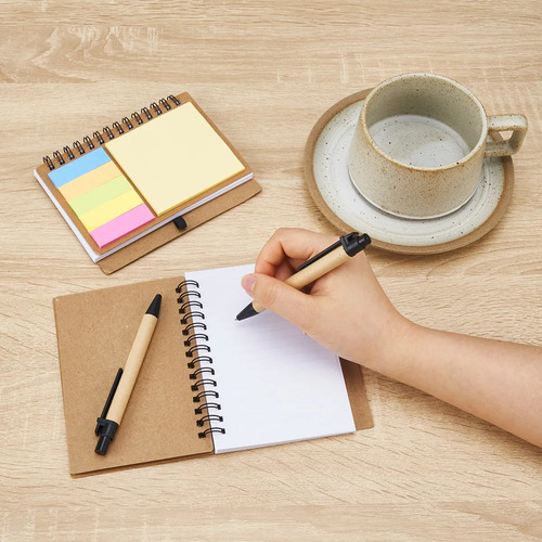 Libreta Ecológica Con Notas Adheribles Y Bolígrafo, 13 Pzs