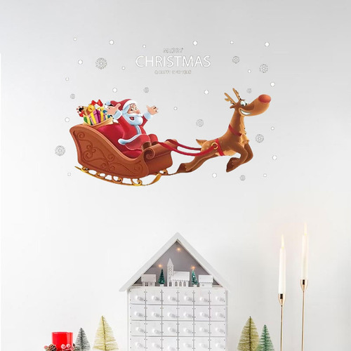 Calcomanías Navideñas Para Ventanas, Con Trineo 82x56cm