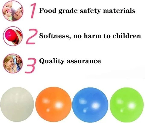 12pcs Pelotas Bola Pegajosa Pared Fluorescente Antiestrés