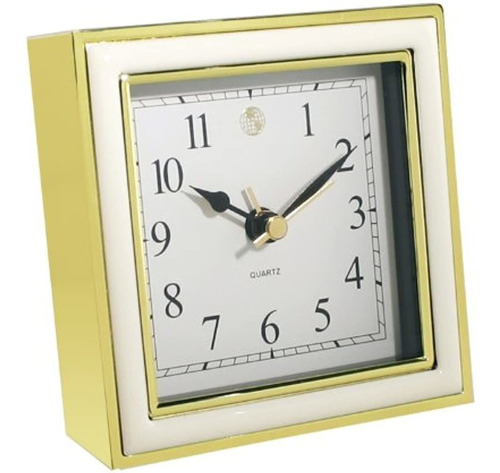 Reloj Despertador Natico 10-45888w, Esmalte Blanco Y Dorado