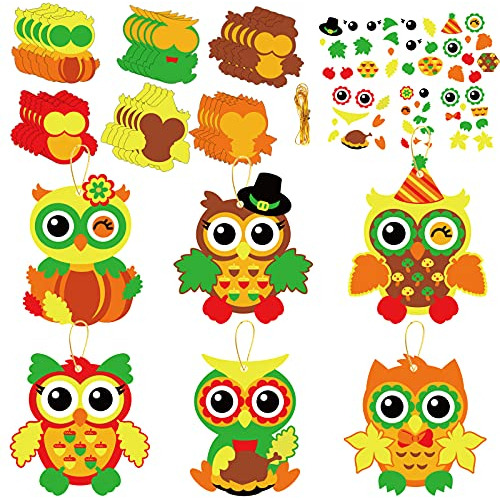 ?? 30 Pcs Fall Craft Kits Thanksgiving Diy Owl Craft ...