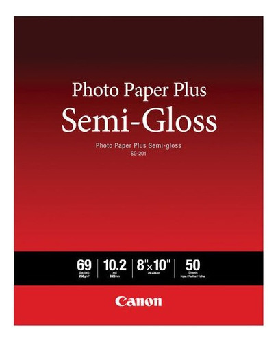 Papel Fotografico Plus Semi Gloss 8 X 10 Canon Sg-201 Color Blanco