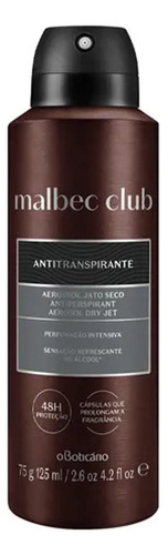 Desodorante Antitranspirante Malbec Club, 125ml O Boticário