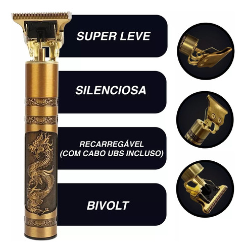 Maquina Acabamento Profissional Cabelo Barba Sem Fio Premium